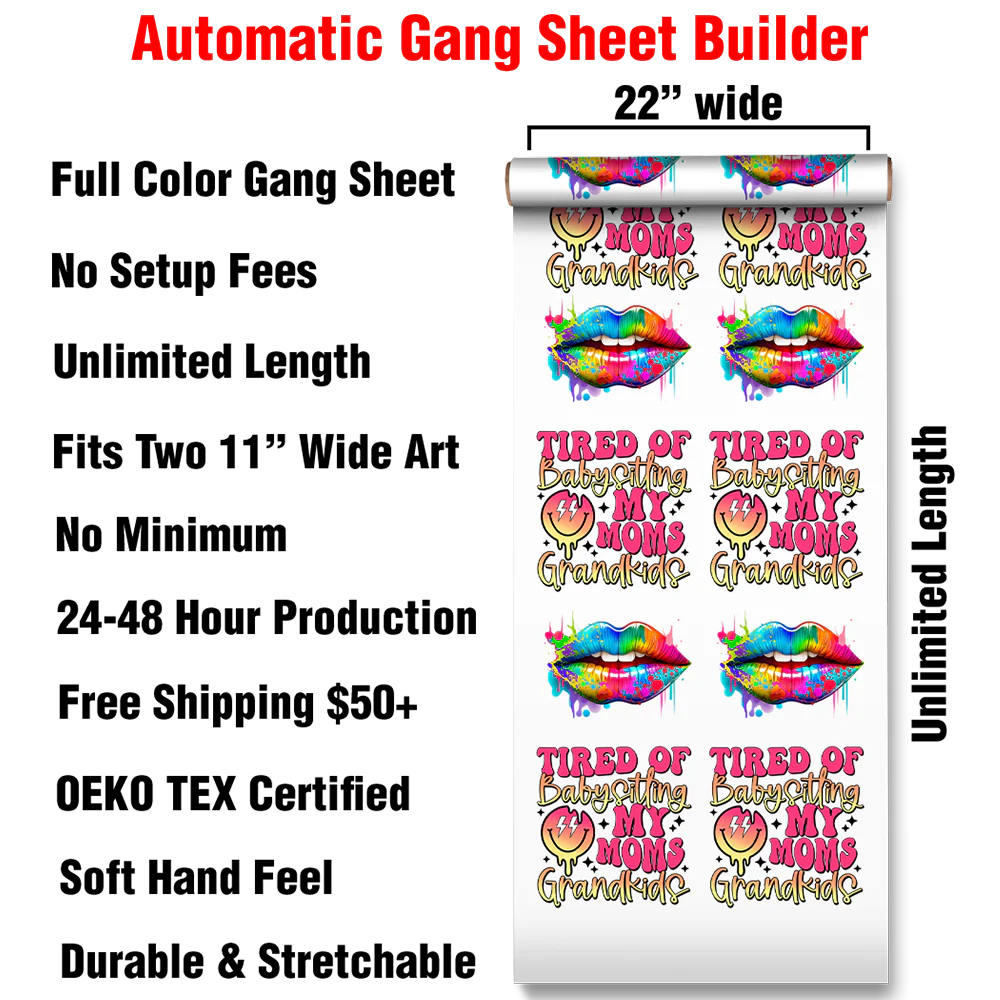DTF Automatic Gang Sheet Builder - Full Color Heat Transfers