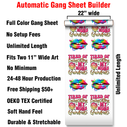 DTF Automatic Gang Sheet Builder - Full Color Heat Transfers